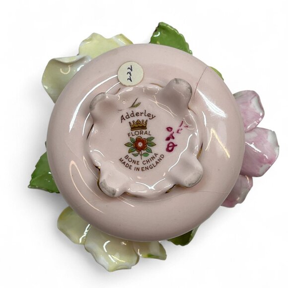 VTG Royal Adderley England Bone China Flower Rose Bouquet In Footed Bowl 2.5" - Picture 7 of 8